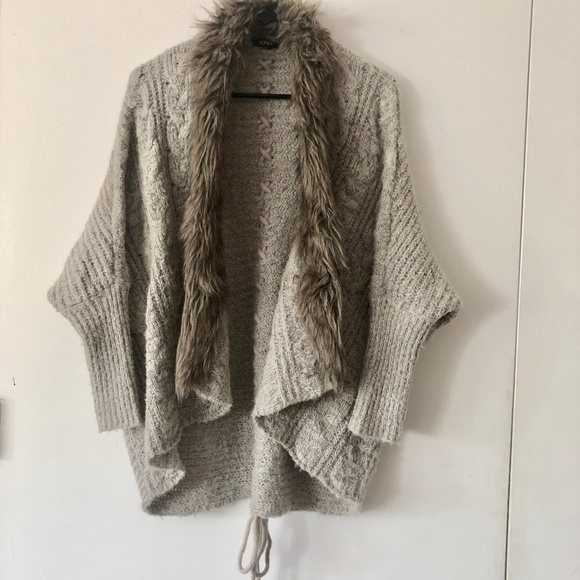 XOXO Sweaters - XOXO FAUX FUR CARDIGAN